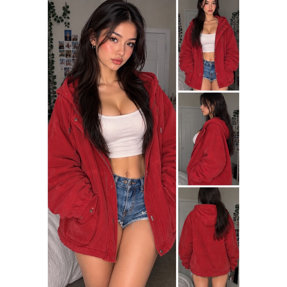 Mackintosh New England Red Hooded Parka Jacket XL Utility Outdoor Coat
